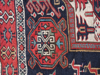 Shahsavan 21"x 22" Silk wefted and has some light bule silk highlights in the small corner medallions                