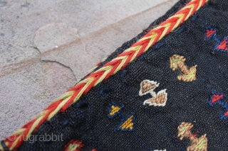 A top Qashqai spindle bag made using a flat-weave technique and all natural dyes. It measures 1.1 x1.7 Ft

The front is made up of repeating row of the famous boteh motif made  ...