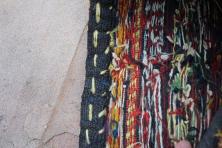 A top Qashqai spindle bag made using a flat-weave technique and all natural dyes. It measures 1.1 x1.7 Ft

The front is made up of repeating row of the famous boteh motif made  ...