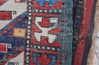 This is a great piled Shasavan Bagface with a well known design found in Caucasian textiles. This bag was most likely woven by the shahsavan nomads in the Ganjeh district and the  ...