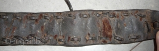 this is a rare old leather belt with conch inlay made by the lisu people of southwest china near the myangmar border and was worn by some men of this group. the  ...