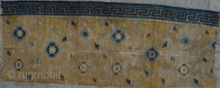 early ningxia bench cover fragment. runner with this design are rare. in its width it is missing the greek key border on one side, some rest  visible at one corner (please  ...