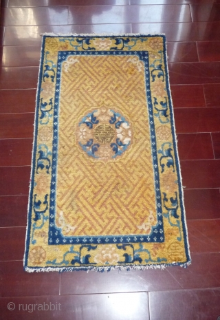 a late 18th century ningxia rug with beautifull colours and very fine wool in very good original condition. missing one row of knots at lower end.       