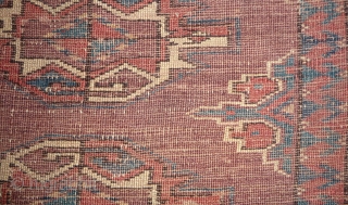 yomud chuval without "running dog". nice bright colors, finely woven and well drawn secondary. condition problems as seen, no repairs apart of the backing of two holes. first half 19th century. 116经75cm. 