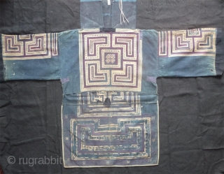 a rare very old and beautiful southwest china  miao woman tunic. the collar seems to have been replaced years ago,there is some patches and the silk embroidery is worn in places.  ...