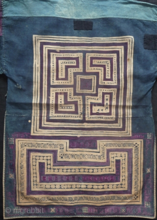 a rare very old and beautiful southwest china  miao woman tunic. the collar seems to have been replaced years ago,there is some patches and the silk embroidery is worn in places.  ...
