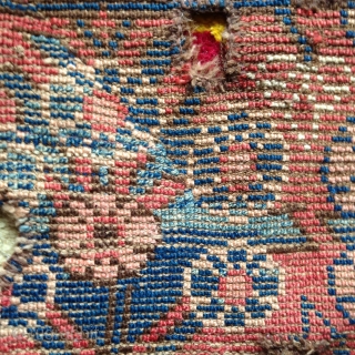 fragment of an early and  very rare east turkestan rug.warps and wefts are all camel hairs as the brown pile also is. it is quite thick but has also a very  ...