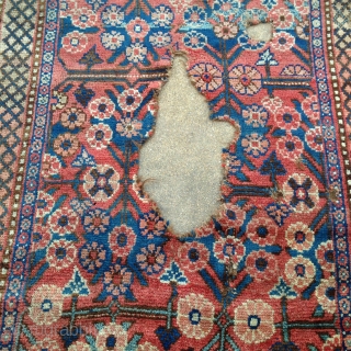 fragment of an early and  very rare east turkestan rug.warps and wefts are all camel hairs as the brown pile also is. it is quite thick but has also a very  ...