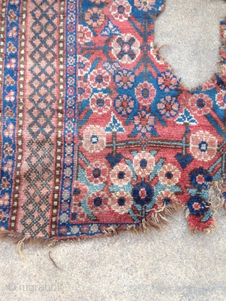 fragment of an early and  very rare east turkestan rug.warps and wefts are all camel hairs as the brown pile also is. it is quite thick but has also a very  ...