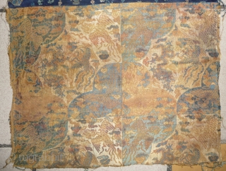 rare early ming silk brocade fragment, china.                          