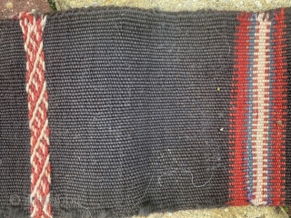 very rare south moroccan moukhala bag, ait ouaouzguite people, goat hair, wool..early 20th century. length 165cm
ex bert flint collection marrakech.             