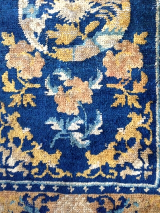 18th century small ningxia rug with beautiful colors. nice condition for this age..                    