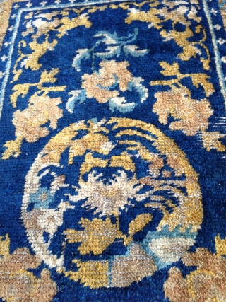 18th century small ningxia rug with beautiful colors. nice condition for this age..                    