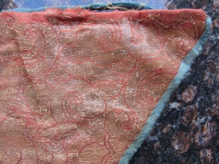 tibetan monastic fragment made of 15th century chinese silk brocade with a wonderfull design...                   