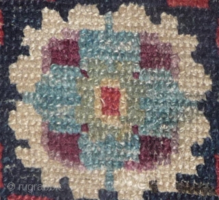 TIBET : early mandala square, most probably lama single seat, not a fragment from a bench cover, wonderfuly aged colors, including 2 nice shapes of purple, the red is also worth of  ...