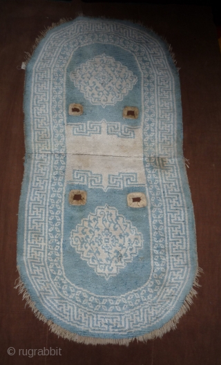 an extremly uncommon all cotton pile (the foundation is wool) tibetan horse cover with a rare design. good original condition. tibet, early 19th century or before. 130x 64cm     