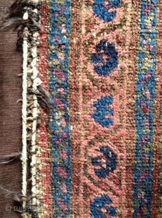 antique baluch with its original british empire export tag. wonderful camel ground with all natural colours including very nice blue on super soft and fine wool. selvedge damaged in places but otherwise  ...