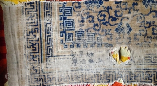 an early ningxia fragment from the kangxi era, late 17th century with an attrativ design. the direction s change of the swastika in the horizontal border should show the middle of the  ...