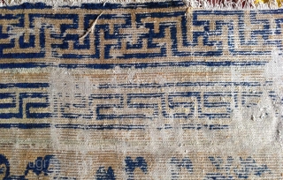 an early ningxia fragment from the kangxi era, late 17th century with an attrativ design. the direction s change of the swastika in the horizontal border should show the middle of the  ...