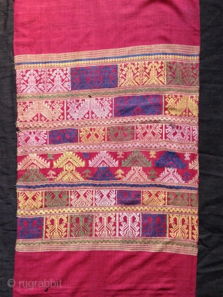 a  silk scarf from northern lao  from the very early years of the 20th century with fantastic natural colours. a beautiful textile, couple holes can bee seen on the images  ...