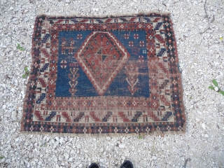 caucasian square  approx. 110x 133cm, unusual size, and what a blue! 19th century.                   