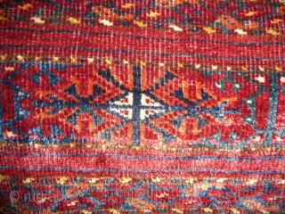 central asian chuval face. brillant colors and wool, cotton highlights. some conditions problem but complete in size. 156x 115cm              