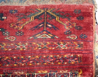 central asian chuval face. brillant colors and wool, cotton highlights. some conditions problem but complete in size. 156x 115cm              