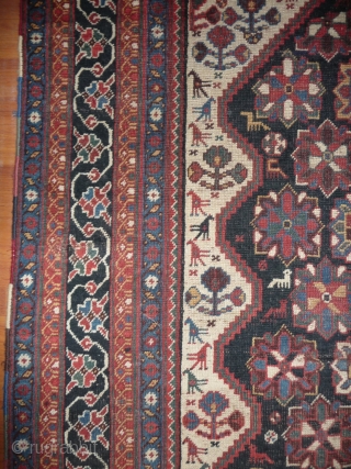 attrative southwest persian carpet of rare size- 215x 282cm- nice natural colours. some scattered restorations wich could be redone.              
