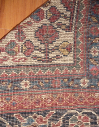 attrative southwest persian carpet of rare size- 215x 282cm- nice natural colours. some scattered restorations wich could be redone.              