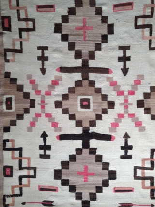 beautiful navajo blanket, very fine weave and super soft handle. no restorations and very good condition. around 1900.               