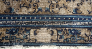 a rare pair of big early imperial ningxia square with "chilong" heads border in fragmentary condition. from the qianlong era (mid 18th c.). in each corner design there were also these dragon  ...