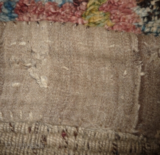 this is a very beautiful early tibetan monastic bench cover warp-faced-back rug with uncommon single row of large squares. it is in very good condition with super natural colors; strong attrativ red,  ...