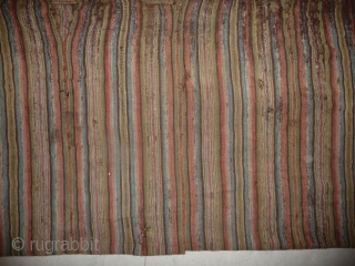 by many points is this old tibetan stripe-weaving textile a rarity:
it is around 400x180cm (it was possibly a tent divider)
it has fantastic well patinated natural colors, including light purple, pink, carmine rot,  ...