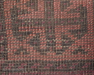 one of the rare baluch pieces found in tibet.a prayer rug with a simple design made with 2  natural dyed and 2 undyed colors, but not without its protectiv amulets. nice  ...