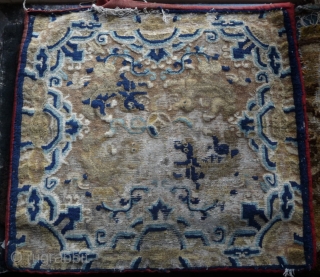 a beautiful 18th century 4 lions ningxia big square. very nicely drawn with a lot of packing knots like on classical carpet to achieve better curves. the pile feels like velvet. super  ...