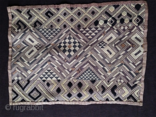 an old and fine kuba raffia embroidery with a very striking design. democratic republic of congo.                 
