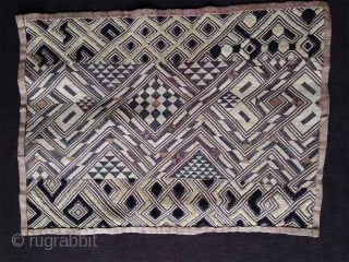 an old and fine kuba raffia embroidery with a very striking design. democratic republic of congo.                 