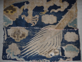 early 18th c. ningxia pillar rug fragment with an exceptional design. this was originally around 5 meters high with probably one of the most beautiffull and powerfull drawing seen in this group  ...