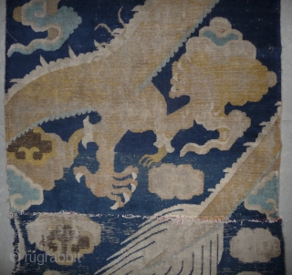 early 18th c. ningxia pillar rug fragment with an exceptional design. this was originally around 5 meters high with probably one of the most beautiffull and powerfull drawing seen in this group  ...