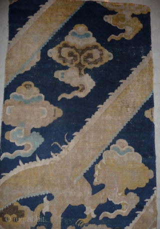 early 18th c. ningxia pillar rug fragment with an exceptional design. this was originally around 5 meters high with probably one of the most beautiffull and powerfull drawing seen in this group  ...