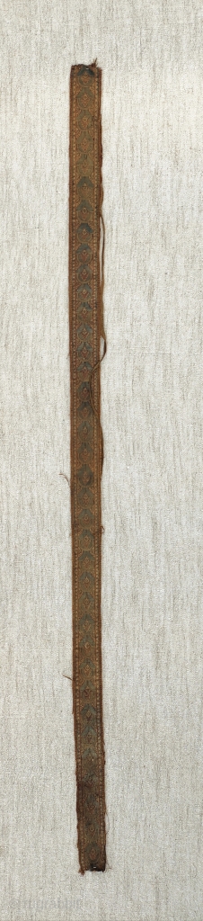 rare central asia sogdian silk samite ribbon with a rare design ca 7th century, 114x 4cm                 