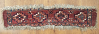 turkmen ersari panel orignal shape with damaged border possibly germech, quite old into the first half of 19th c. super fine material 123x 26cm         