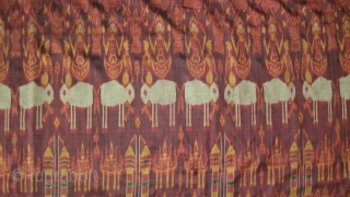 Cambodian textiles 
Cambodia 005 (292cm x120cm - 115in x 47,5in), silk Ikat, small to medium size damages, good color, age approx. late 19th century.         