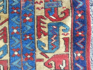 Early 19th c. SaujBulagh rug fragment composed of assembled borders. Cool!                      