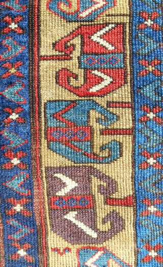 Early 19th c. SaujBulagh rug fragment composed of assembled borders. Cool!                      