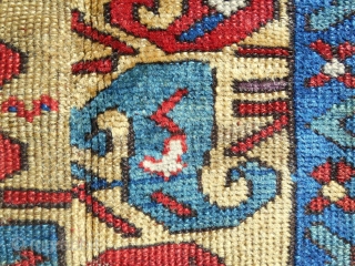 Early 19th c. SaujBulagh rug fragment composed of assembled borders. Cool!                      