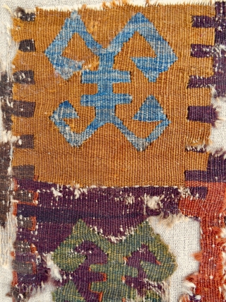 Small 18th c. central Anatolian kilim fragment. Conserved and mounted on linen. Great color! Please email me directly: patrickpouler@gmail.com              