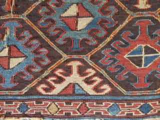 Dark Aubergine ground Shahsavan (?) very fine sumak mafrash side panel. 48" x 19". Early to mid 19th c. I have not found another in the literature with this field or border  ...