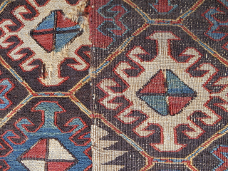 Dark Aubergine ground Shahsavan (?) very fine sumak mafrash side panel. 48" x 19". Early to mid 19th c. I have not found another in the literature with this field or border  ...