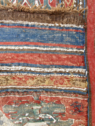 Very fine, bold Sumak bedding bag end panel, Qarabagh area, Central Transcaucasia, circa 1850-70. 22"x22". White is cotton. Only found two others published. John Wertime and Alberto Levi. All original. Email: Patrickpouler@gmail.com. 